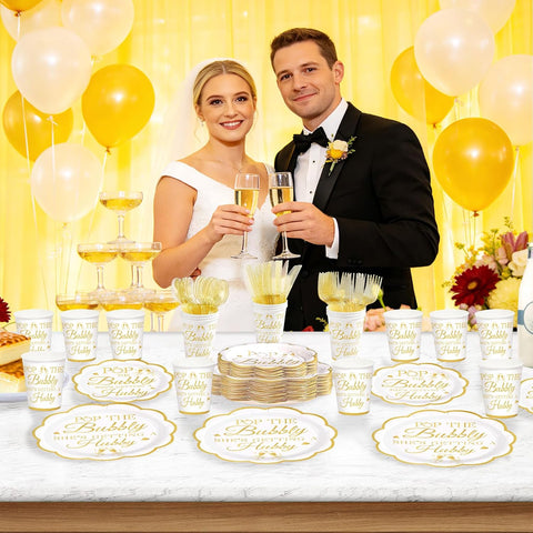 168Pcs Pop The Bubbly Bachelorette Party Supplies Serves 24 - Grencian