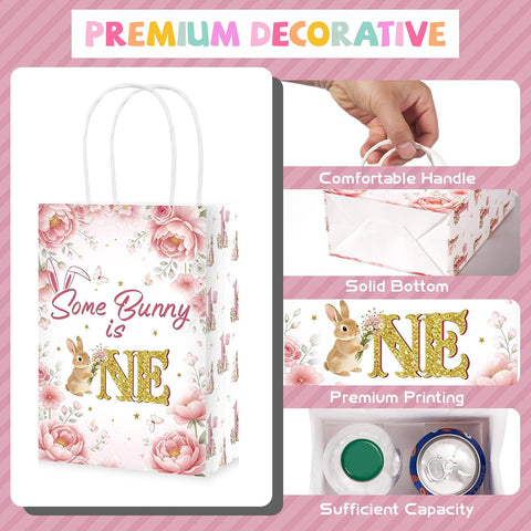 16Pcs Some Bunny is One Goodie Bags Pink Floral - Grencian