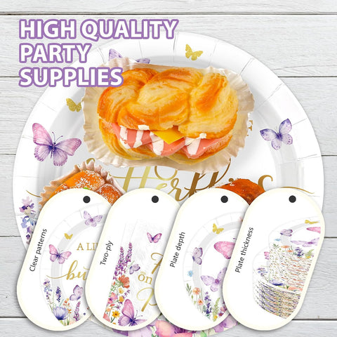 168Pcs Butterfly Bridal Shower Supplies Serves 24 - Grencian