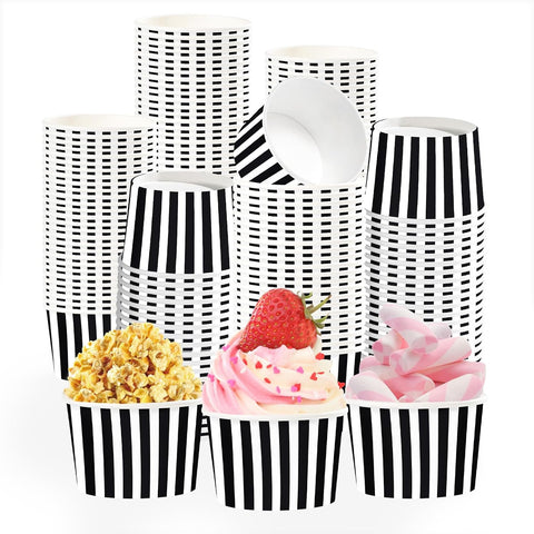 60 pack black and white striped ice cream cups 12 oz