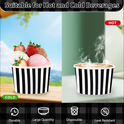 Single striped paper dessert cup showing the base