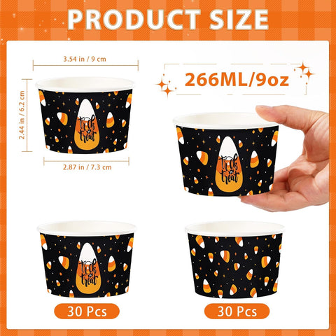 60Pcs 9oz Halloween Candy Corn Snack Cups - Grencian