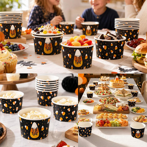 60Pcs 9oz Halloween Candy Corn Snack Cups - Grencian