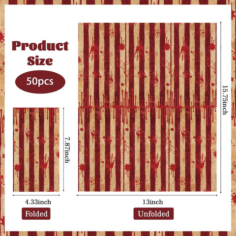 Size reference for the folded carnival napkin