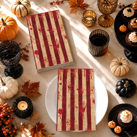 Halloween horror table styled with the napkins