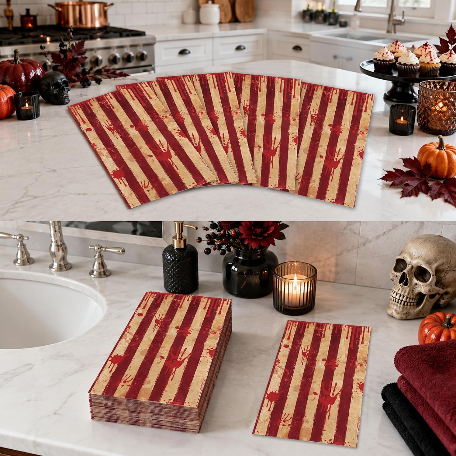 Guest bathroom idea using the striped napkins