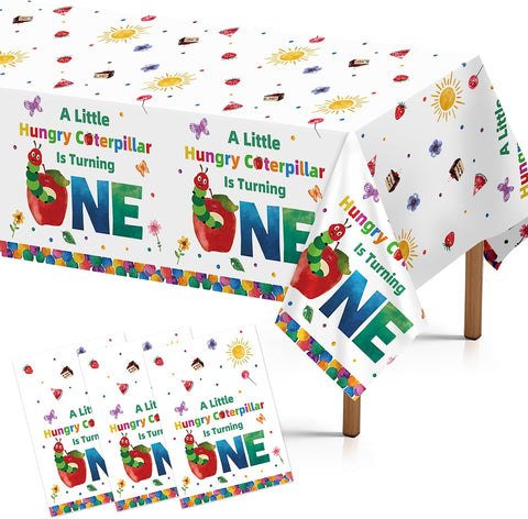 Grencian 3-piece caterpillar 1st birthday tablecloth set with hungry caterpillar and storybook design
