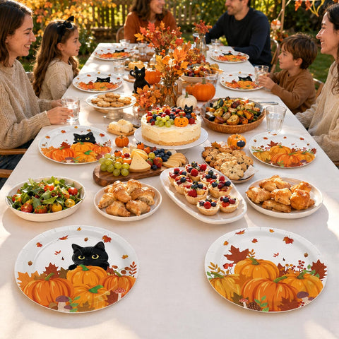 Two coordinating fall plate designs side by side