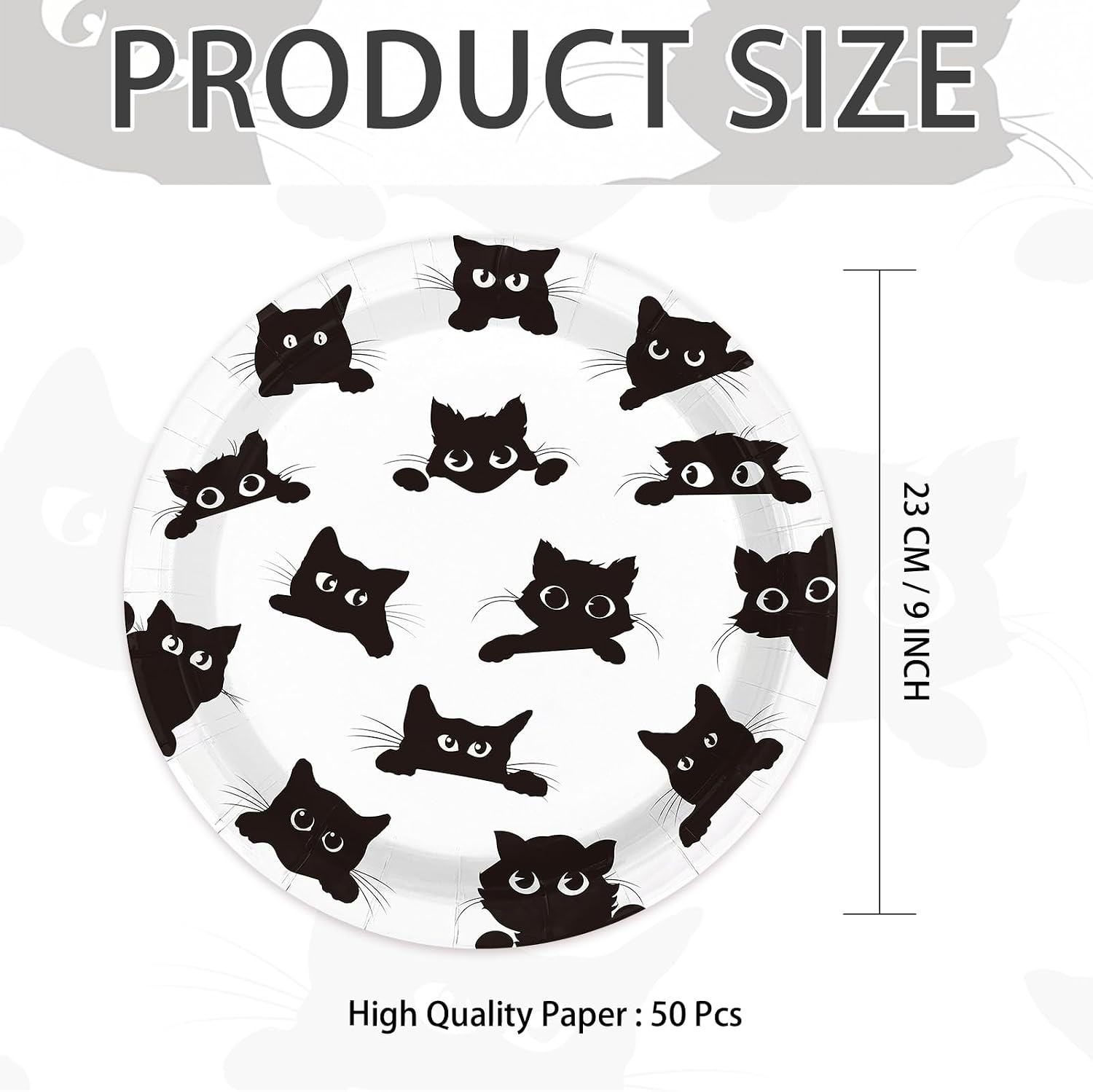 Single black cat plate showing the scattered pattern