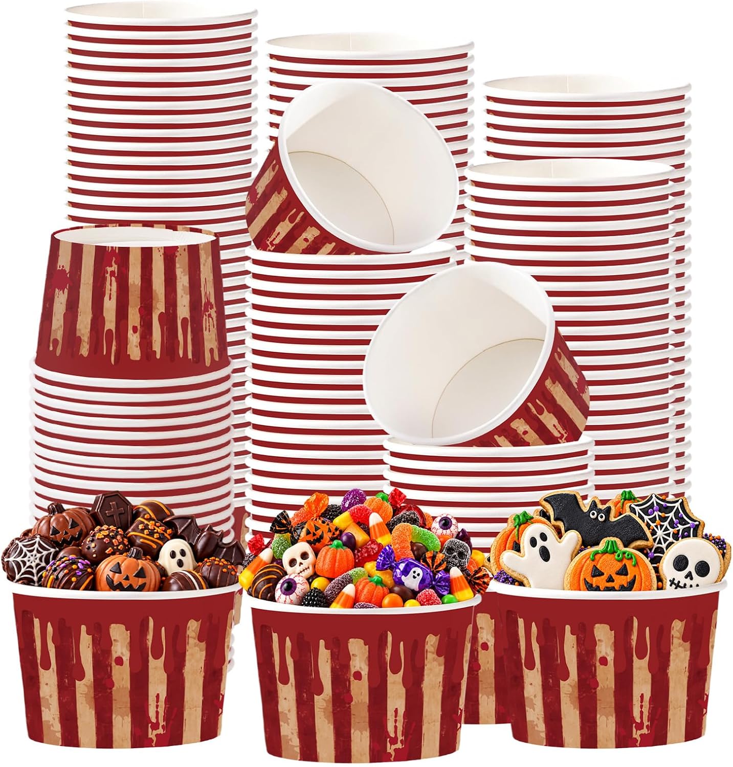 50Pcs 12oz Halloween Circus Ice Cream Snack Cups - Grencian