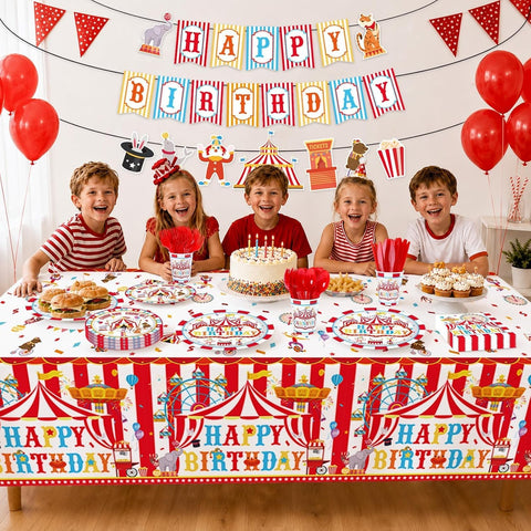 171Pcs Circus Carnival Birthday Party Supplies Serves 24 - Grencian