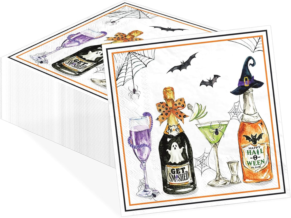 Grencian 50Pcs Halloween Cocktail Paper Napkins 5x5 Inch
