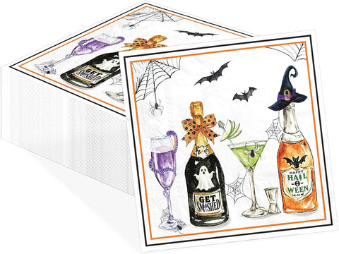 Grencian 50Pcs Halloween Cocktail Paper Napkins 5x5 Inch