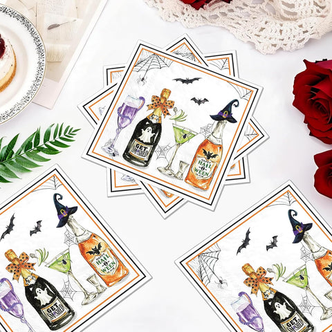 Full stack of 50 Halloween cocktail napkins