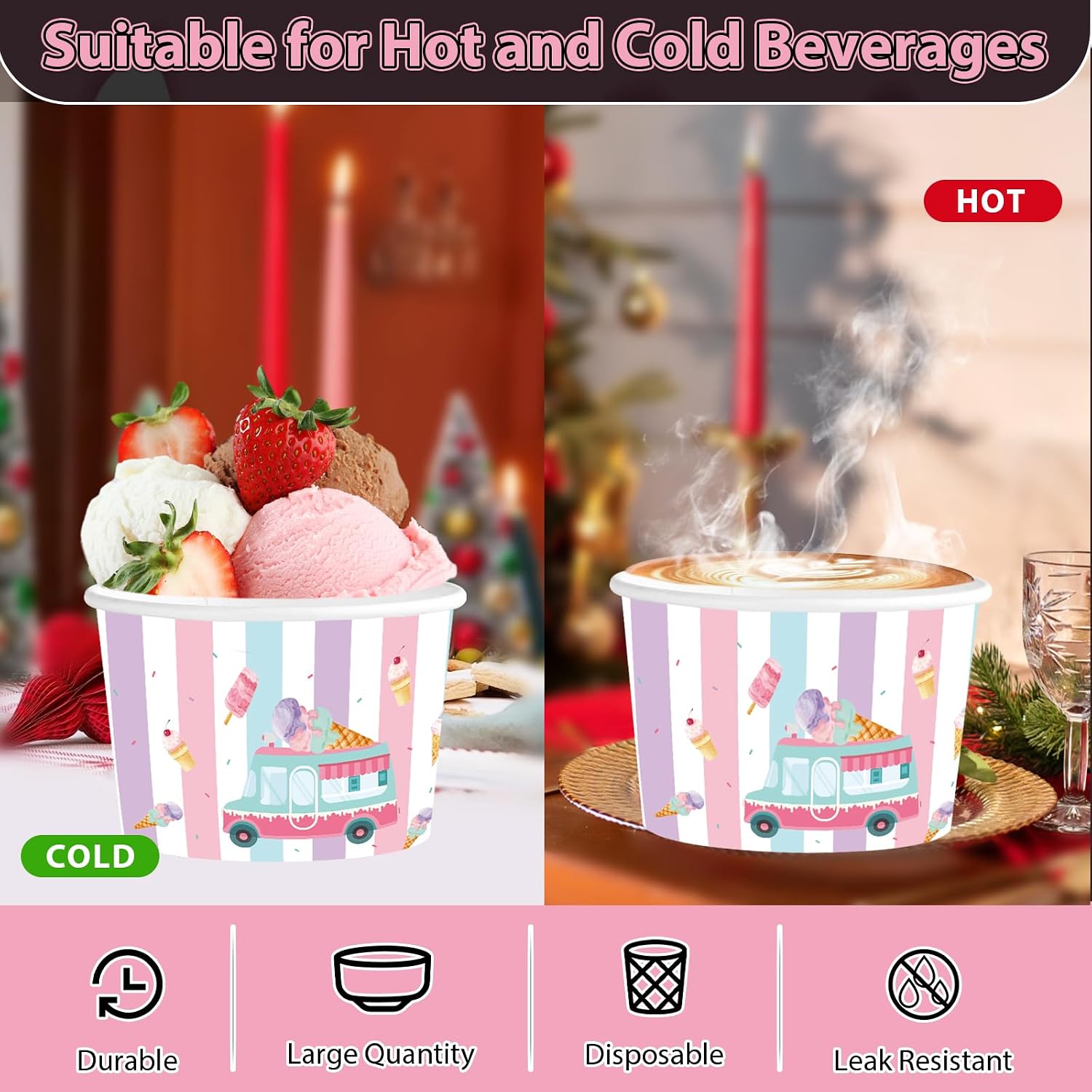 Close-up of colorful paper cup for ice cream and yogurt