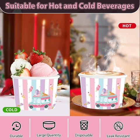 Close-up of colorful paper cup for ice cream and yogurt