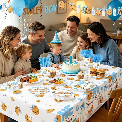 171Pcs Milk and Cookies 1st Birthday Supplies Serves 24 - Grencian
