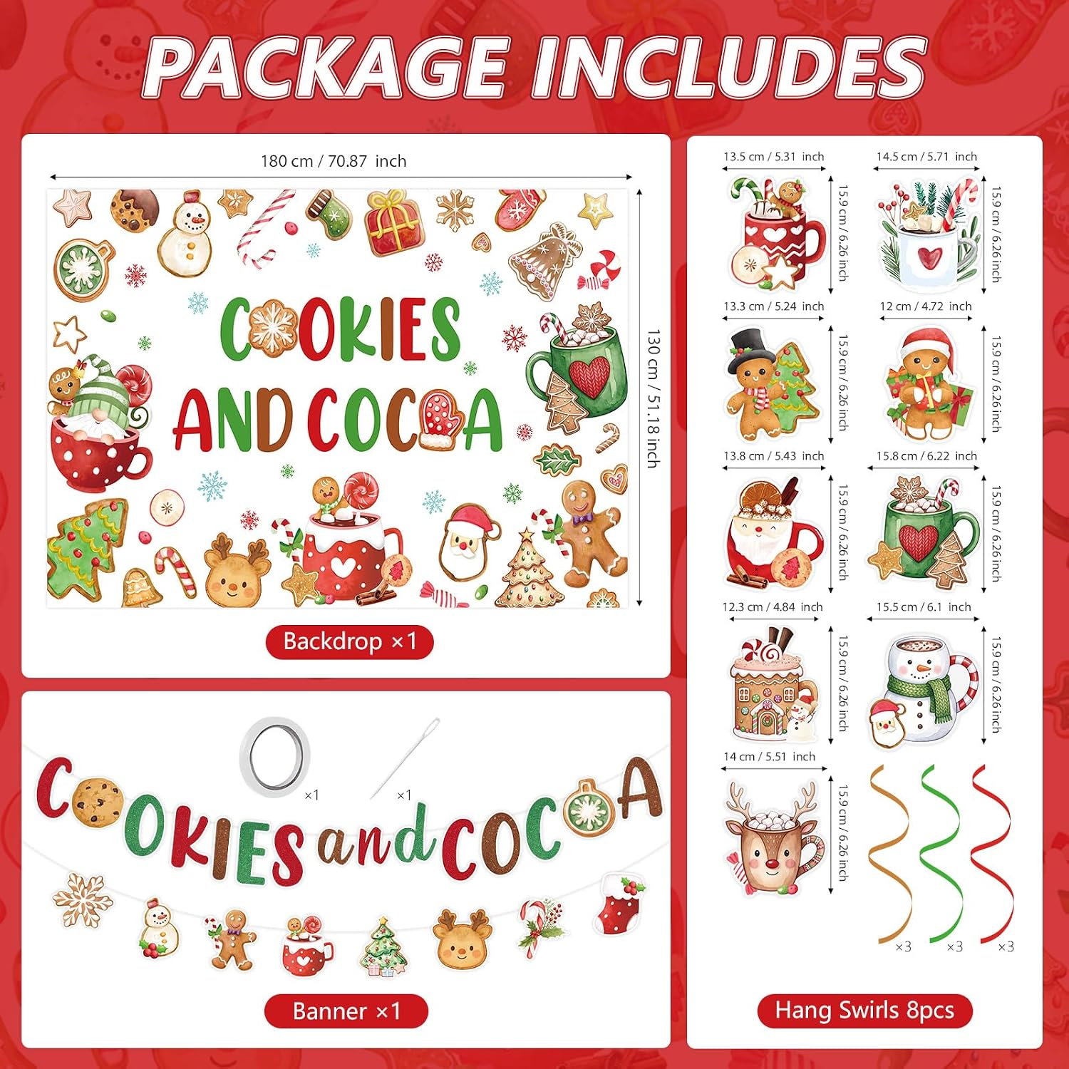 Grencian Cookies and Hot Cocoa Christmas Party Decorations - Grencian