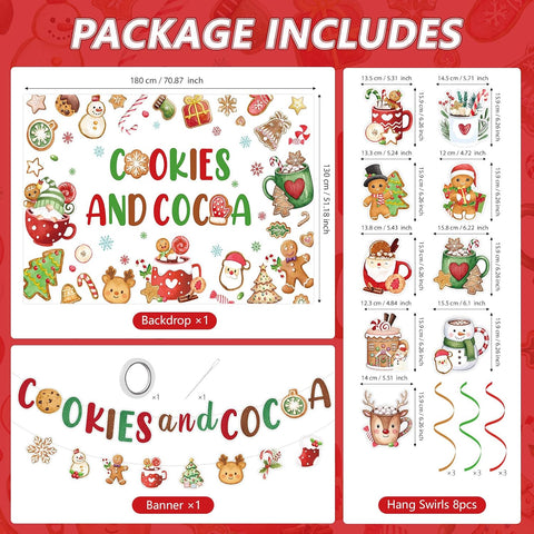 Grencian Cookies and Hot Cocoa Christmas Party Decorations - Grencian