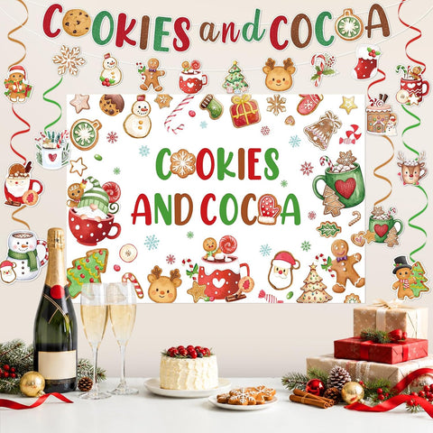 Grencian Cookies and Hot Cocoa Christmas Party Decorations - Grencian