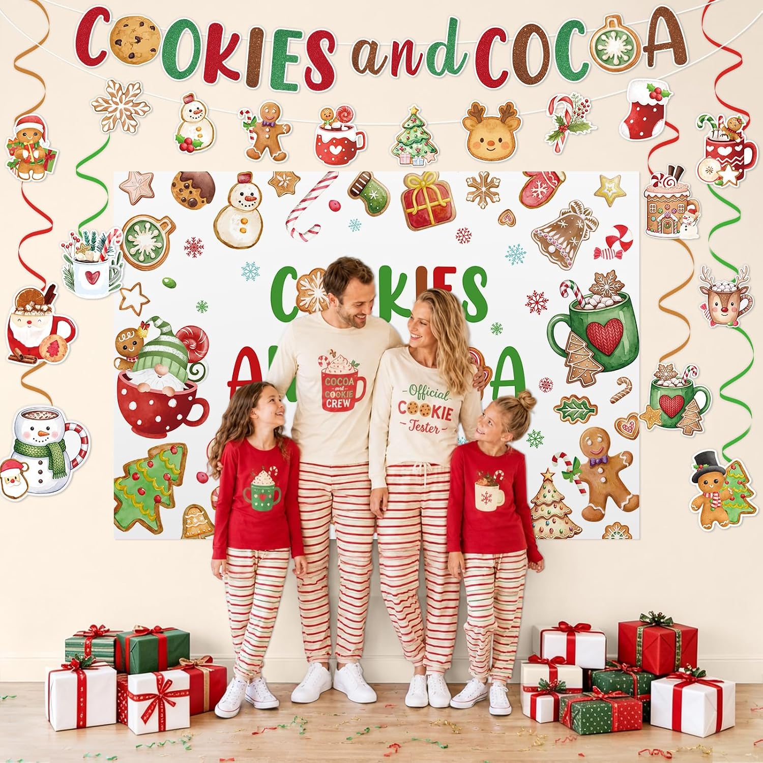 Grencian Cookies and Hot Cocoa Christmas Party Decorations - Grencian