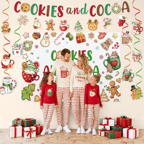 Grencian Cookies and Hot Cocoa Christmas Party Decorations - Grencian
