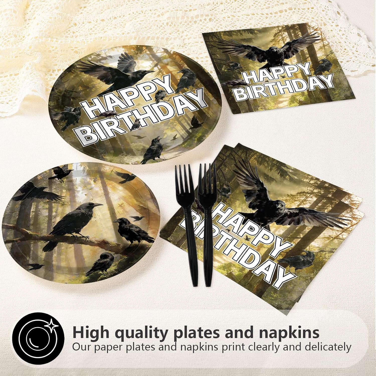 Raven dessert plates stack for 24 guests