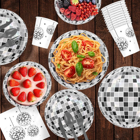 178Pcs Disco Ball Party Supplies Serves 24 - Grencian