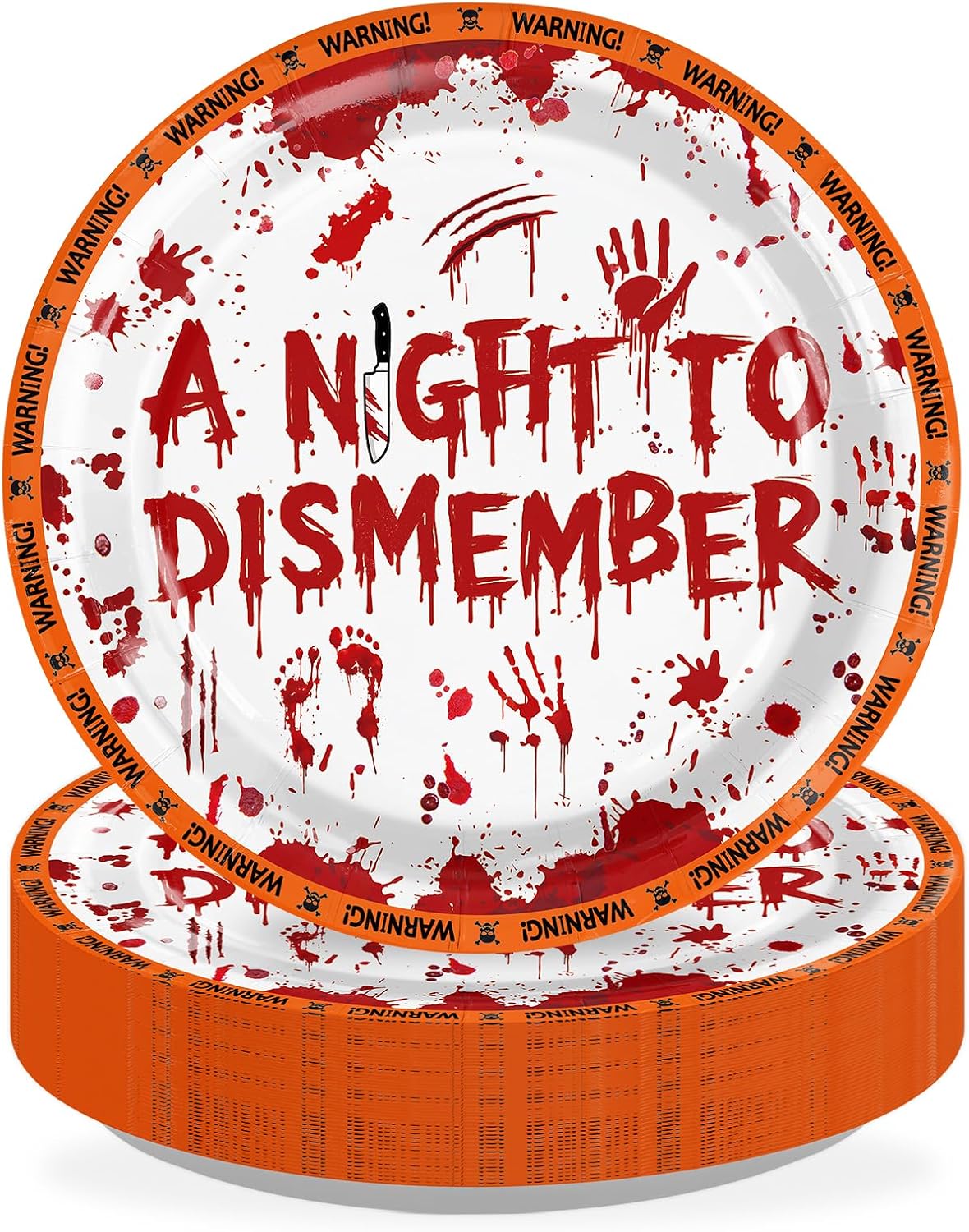 50Pcs Halloween Bloody Horror Paper Plates 9 Inch - Grencian