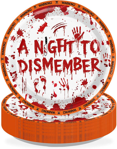50Pcs Halloween Bloody Horror Paper Plates 9 Inch - Grencian