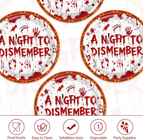 50Pcs Halloween Bloody Horror Paper Plates 9 Inch - Grencian