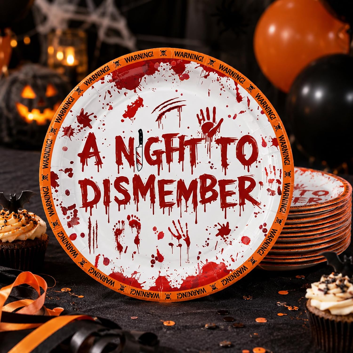 50Pcs Halloween Bloody Horror Paper Plates 9 Inch - Grencian