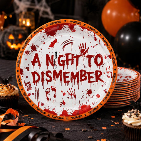 50Pcs Halloween Bloody Horror Paper Plates 9 Inch - Grencian