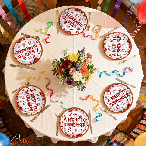 50Pcs Halloween Bloody Horror Paper Plates 9 Inch - Grencian