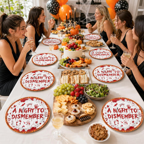 50Pcs Halloween Bloody Horror Paper Plates 9 Inch - Grencian