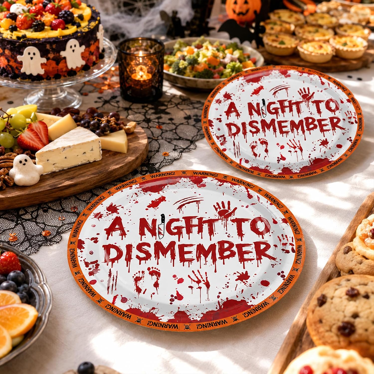 50Pcs Halloween Bloody Horror Paper Plates 9 Inch - Grencian