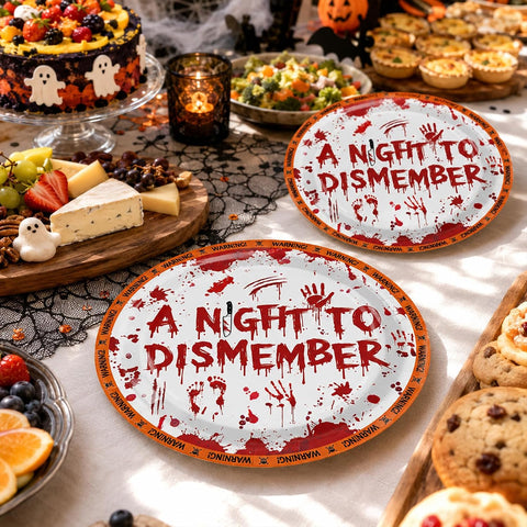 50Pcs Halloween Bloody Horror Paper Plates 9 Inch - Grencian