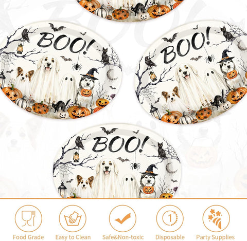 Ghost dog and witch hat husky plate design