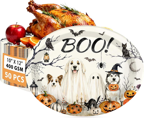 Party table styled with the ghost dog plates