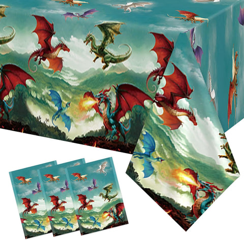 Grencian 3-piece fantasy dragon birthday tablecloth set with epic dragon artwork