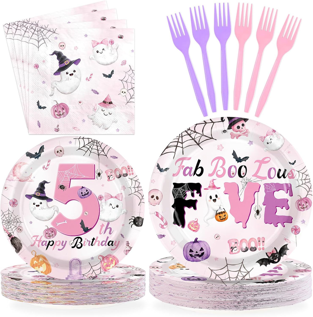 96 piece Fabboolous Five 5th birthday Halloween tableware set