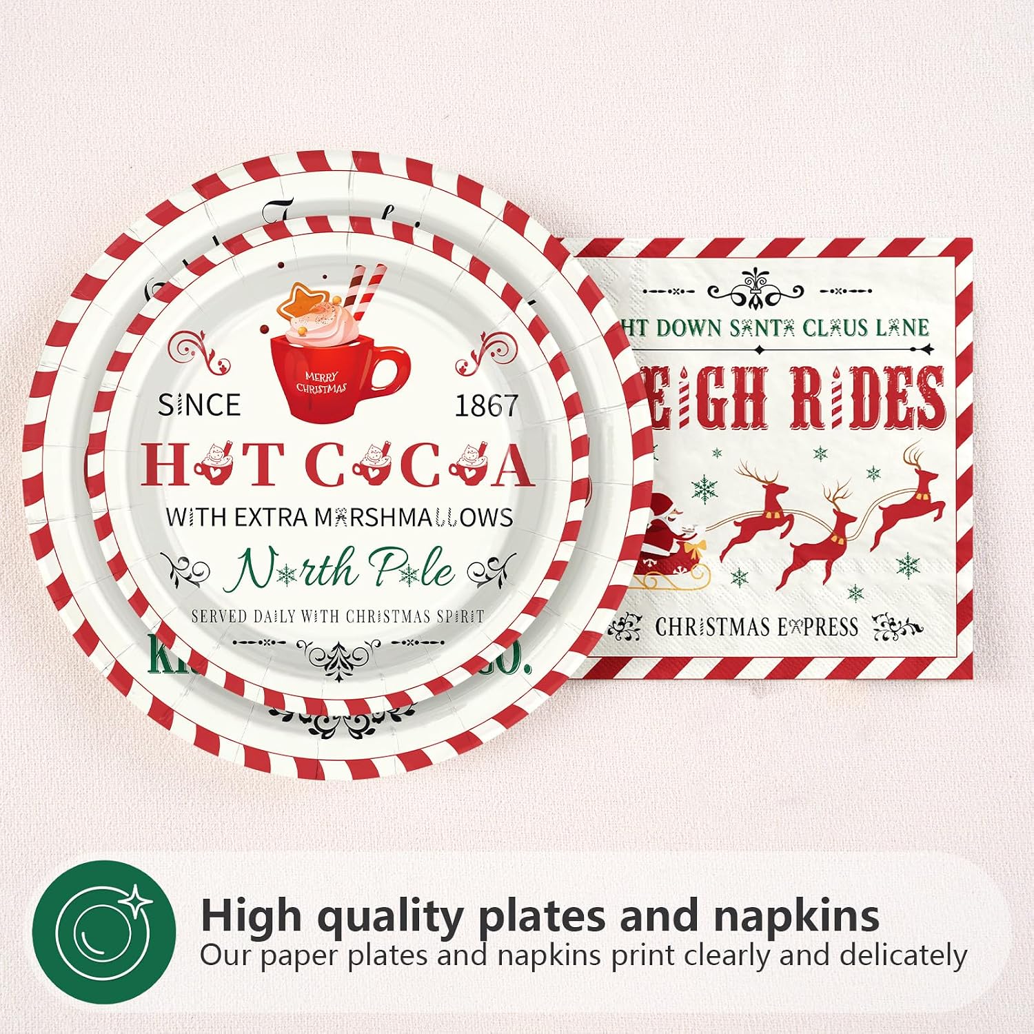 250Pcs Farmhouse Christmas Plates Cups Forks Set - Grencian
