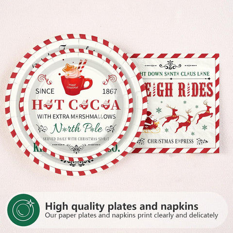 250Pcs Farmhouse Christmas Plates Cups Forks Set - Grencian