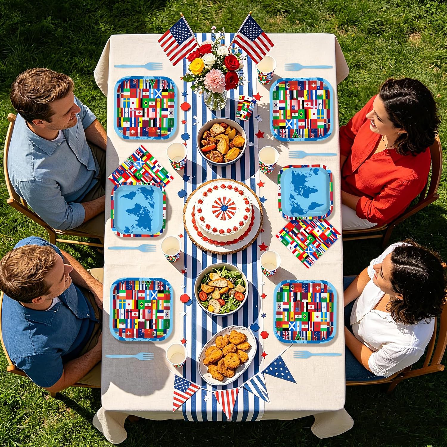 250Pcs International World Flags Party Supplies Serves 50 - Grencian