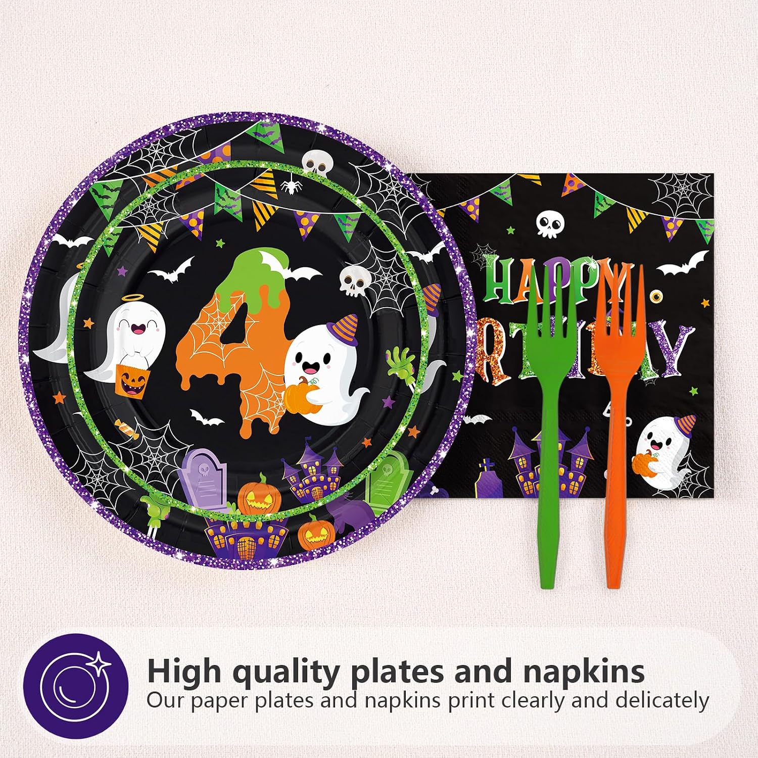 Close up of the four ever spooky plate design