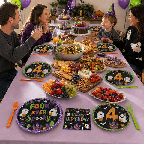Kids celebrating at the four ever spooky party
