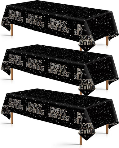 Grencian 3-piece star galaxy tablecloth set with black space theme