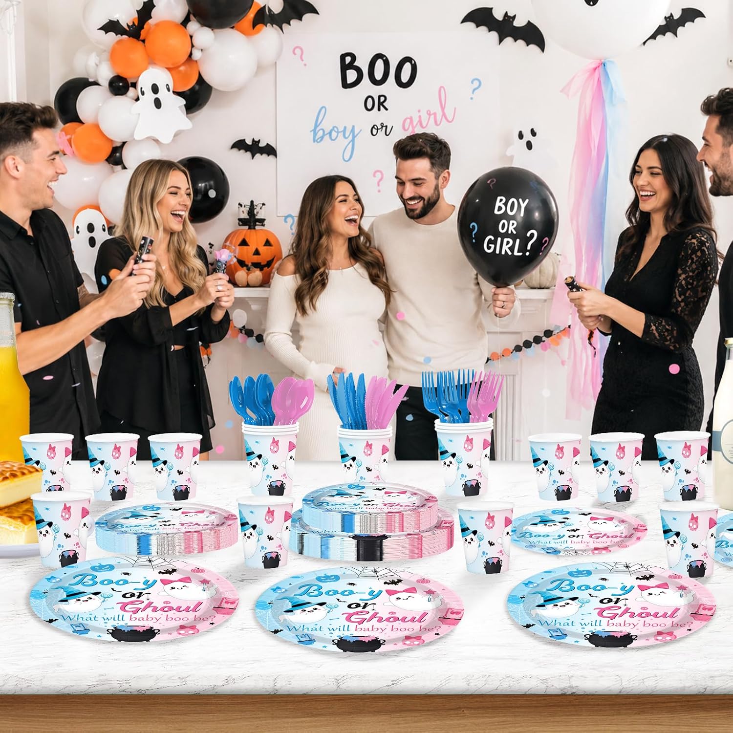 Full table setting with the reveal party set