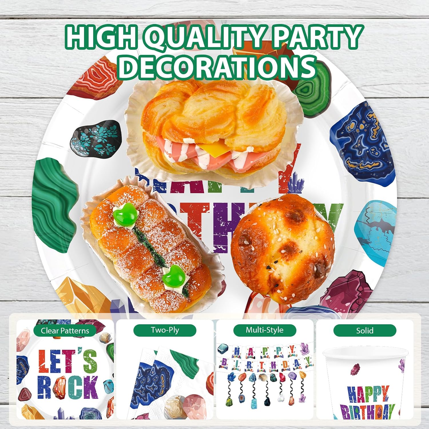 205Pcs Geology Rocks Birthday Party Supplies Serves 24 - Grencian