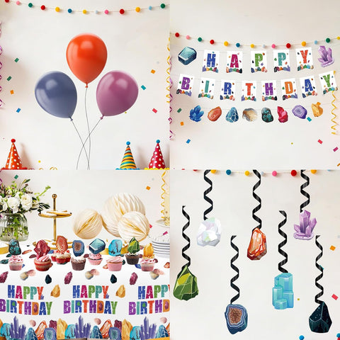 205Pcs Geology Rocks Birthday Party Supplies Serves 24 - Grencian